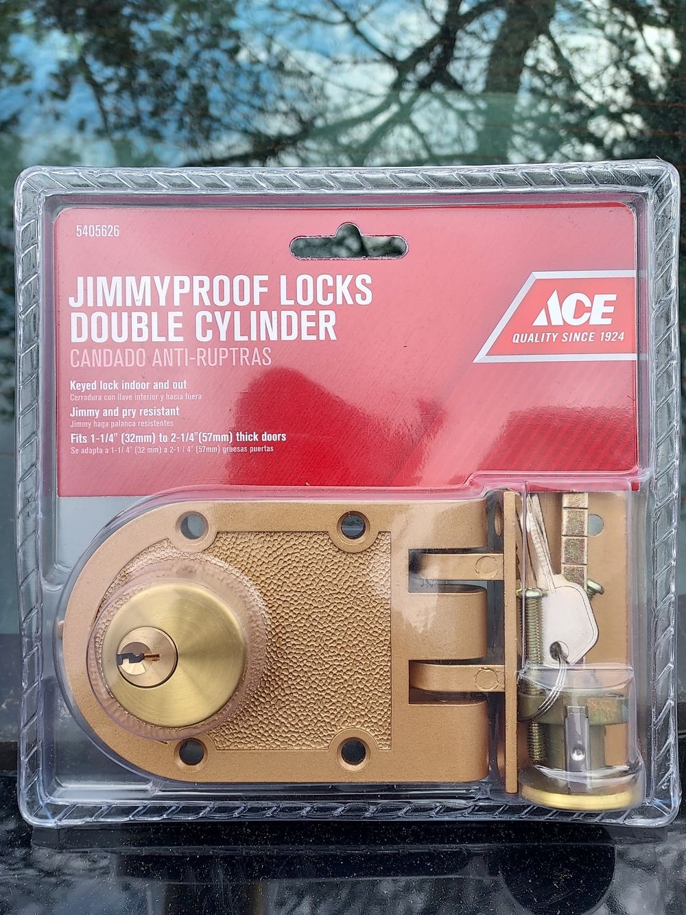 Ace Jimmyproof Double Cylinder Deadbolt Lock - Gold